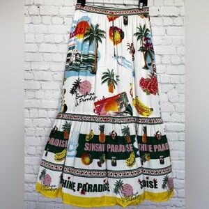 RACHEL ZOE Sunshine Paradise Tiered Maxi Skirt--NWT--M